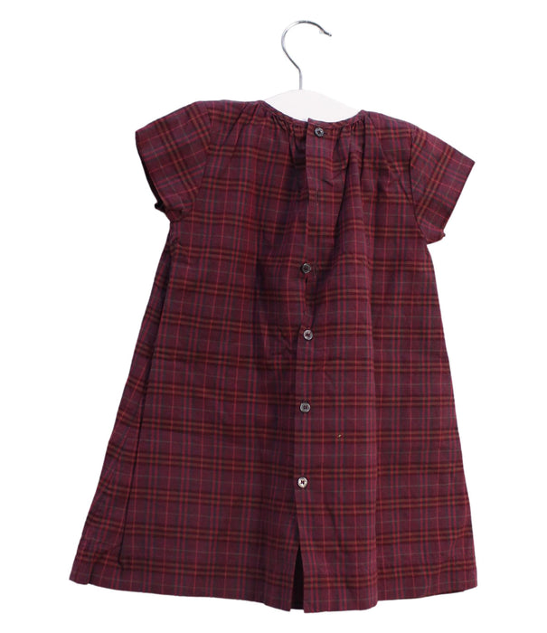 A Red Short Sleeve Dresses from Burberry in size 12-18M for girl. (Back View)
