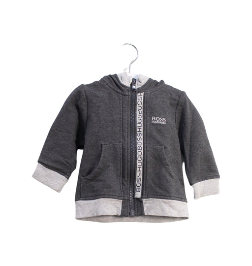 A Grey Lightweight Jackets from Boss in size 6-12M for boy. (Front View)