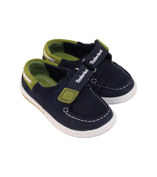 A Navy Loafers & Moccasins from Timberland in size 4T for boy. (Front View)