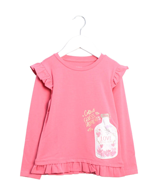 A Pink Long Sleeve Tops from Guess in size 4T for girl. (Front View)