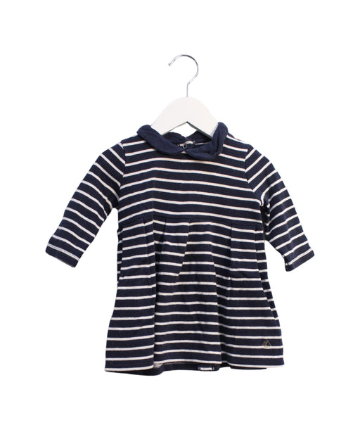 A Navy Long Sleeve Dresses from Petit Bateau in size 6-12M for girl. (Front View)