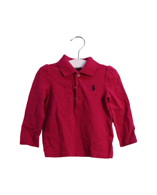 A Pink Long Sleeve Polos from Ralph Lauren in size 6-12M for girl. (Front View)