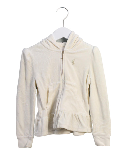 A Ivory Zippered Sweatshirts from Juicy Couture in size 4T for girl. (Front View)