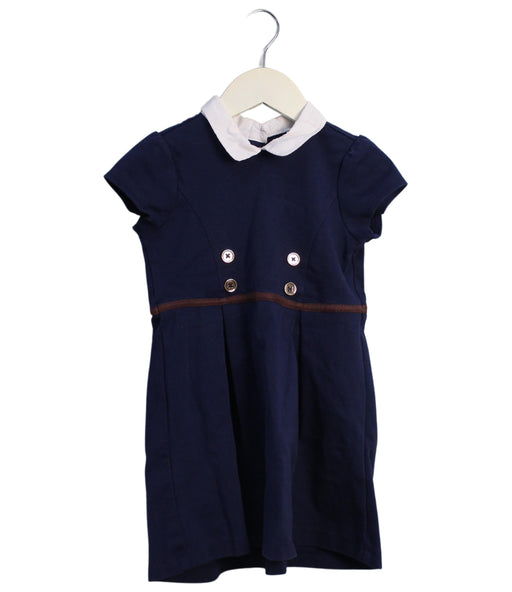 A Navy Short Sleeve Dresses from Janie & Jack in size 4T for girl. (Front View)