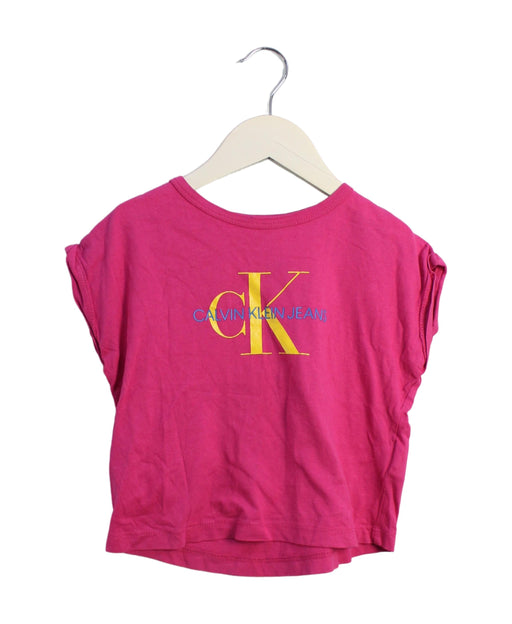 A Pink Short Sleeve T Shirts from Calvin Klein in size 4T for girl. (Front View)