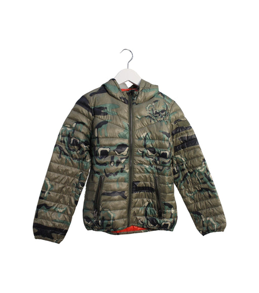 A Green Puffer/Quilted Jackets from Diesel in size 8Y for boy. (Front View)