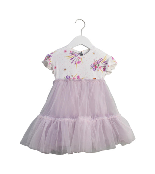 A Purple Short Sleeve Dresses from Monnalisa in size 3T for girl. (Front View)