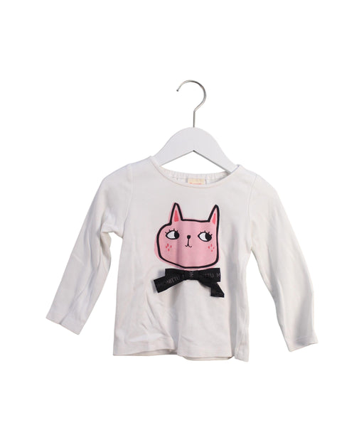 A White Long Sleeve Tops from Momonittu in size 2T for girl. (Front View)