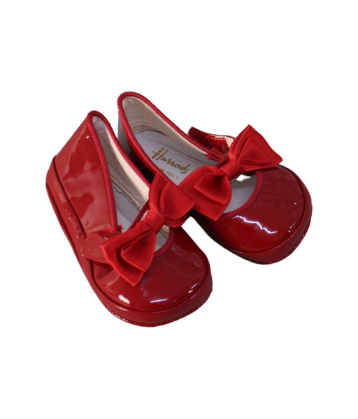 A Red Flats from Harrods in size 12-18M for girl. (Front View)