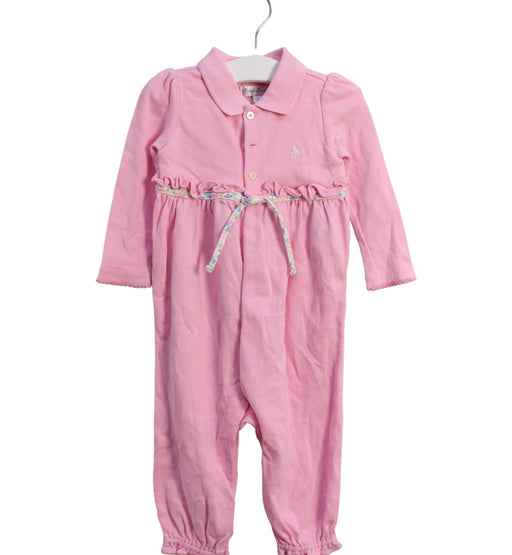A Pink Long Sleeve Jumpsuits from Ralph Lauren in size 6-12M for girl. (Front View)