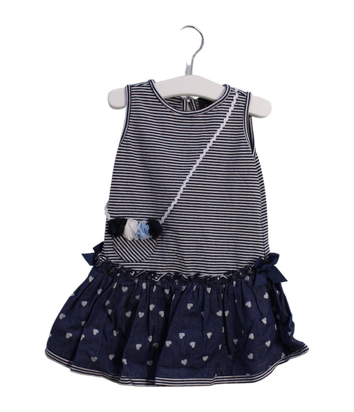 A Navy Sleeveless Dresses from Chickeeduck in size 2T for girl. (Front View)
