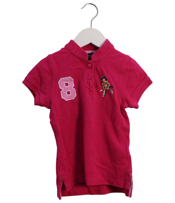 A Pink Short Sleeve Polos from Shanghai Tang in size 4T for girl. (Front View)
