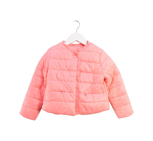 A Pink Puffer/Quilted Jackets from Jacadi in size 5T for girl. (Front View)