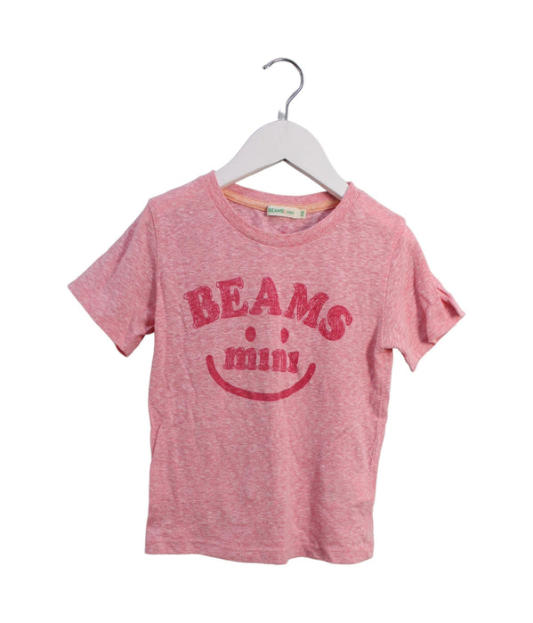 A Pink Short Sleeve T Shirts from BEAMS in size 4T for girl. (Front View)
