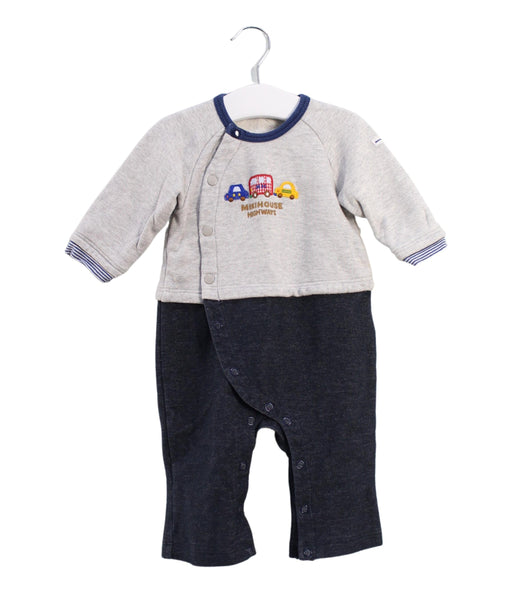 A Grey Long Sleeve Jumpsuits from Miki House in size 6-12M for boy. (Front View)