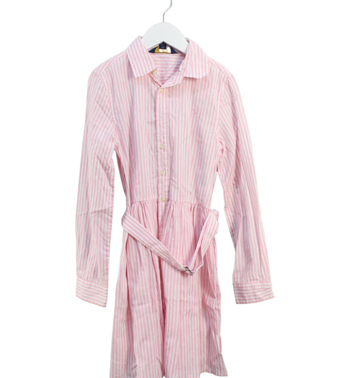 A Pink Long Sleeve Dresses from Polo Ralph Lauren in size 10Y for girl. (Front View)