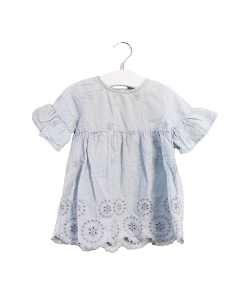 A Blue Short Sleeve Dresses from Seed in size 3-6M for girl. (Front View)