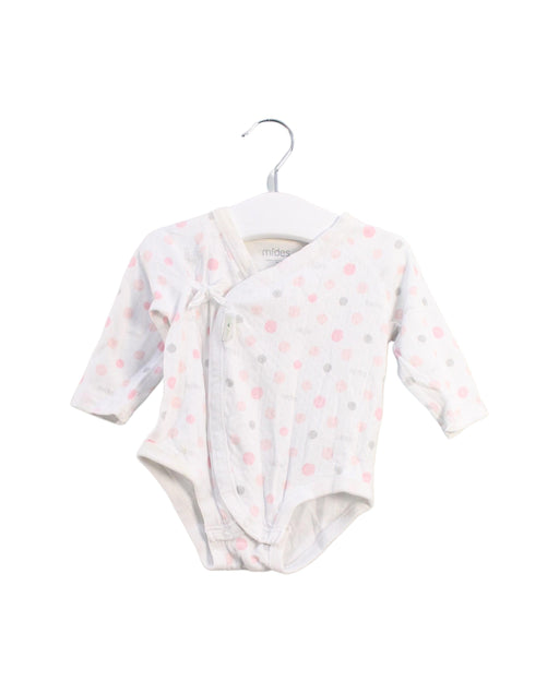 A White Long Sleeve Bodysuits from Mides in size 0-3M for girl. (Front View)