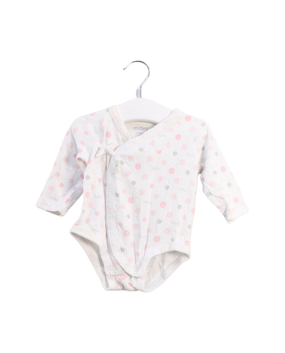 A White Long Sleeve Bodysuits from Mides in size 0-3M for girl. (Front View)