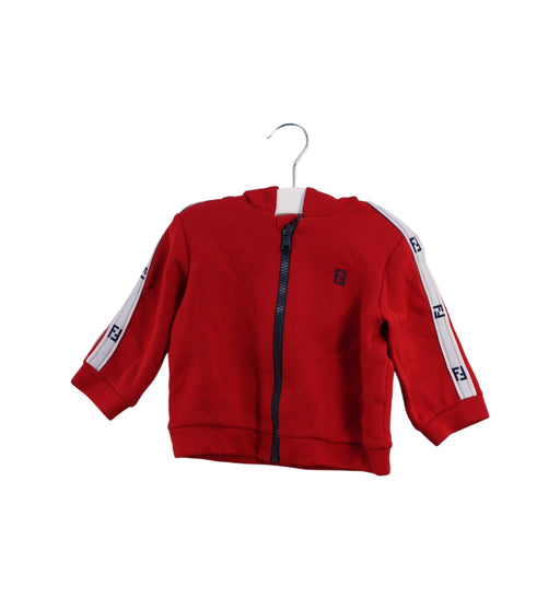 A Red Zippered Sweatshirts from Fendi in size 6-12M for boy. (Front View)