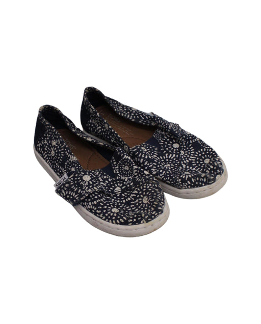 A Navy Slip Ons from Toms in size 3T for boy. (Front View)