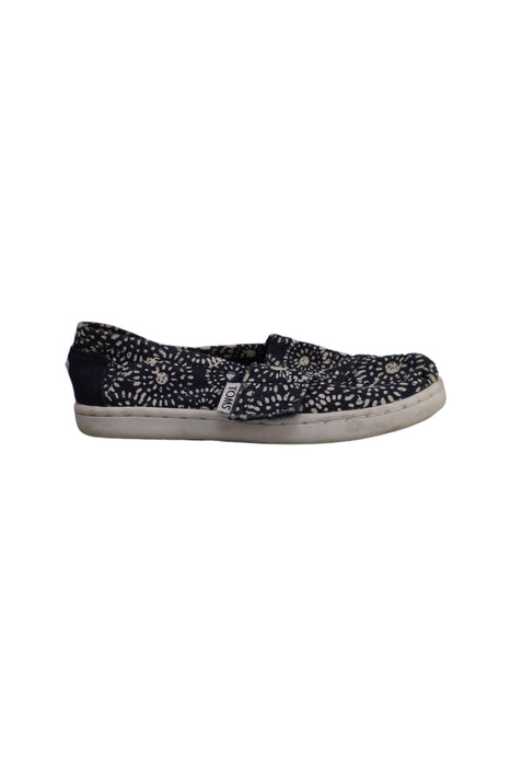A Navy Slip Ons from Toms in size 3T for boy. (Back View)