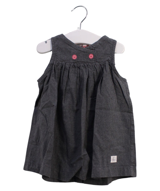 A Grey Sleeveless Dresses from Petit Bateau in size 12-18M for girl. (Front View)
