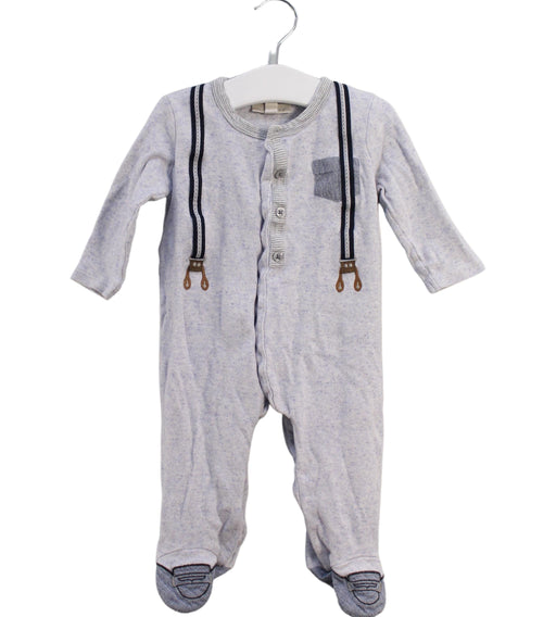 A Grey Long Sleeve Jumpsuits from Miniclasix in size 6-12M for boy. (Front View)