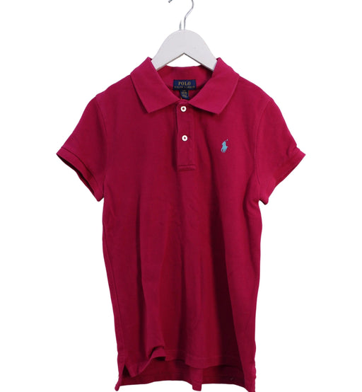 A Pink Short Sleeve Polos from Polo Ralph Lauren in size 12Y for girl. (Front View)