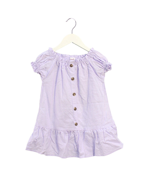 A Purple Short Sleeve Dresses from Seed in size 2T for girl. (Front View)