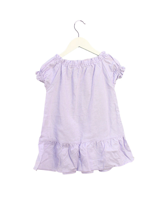 A Purple Short Sleeve Dresses from Seed in size 2T for girl. (Back View)