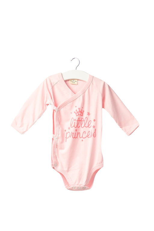 A Pink Long Sleeve Bodysuits from Organic Baby in size 6-12M for girl. (Front View)