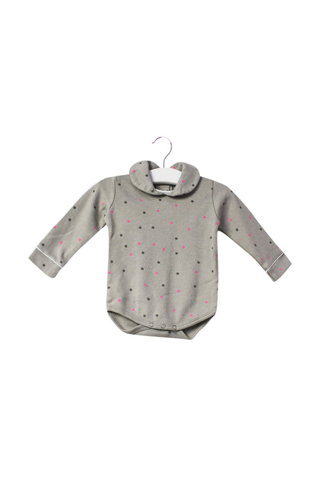 A Grey Long Sleeve Bodysuits from Le Marchand D'Etoiles in size 0-3M for girl. (Front View)